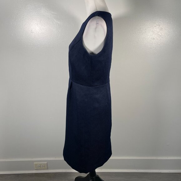 Banana Republic Navy Blue Crew Neck Textured Sleeveless Knee length Dress 8 - Picture 6 of 15